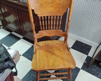 Oak press back chair
