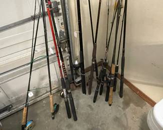 fishing rods, reels, lures, etc