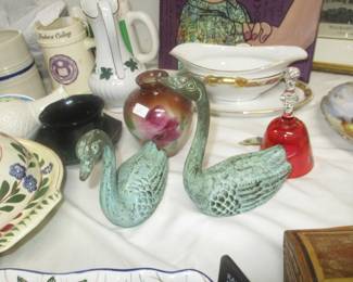 Pair of Bronze swans