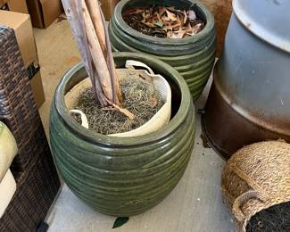 Large green planters pair $250