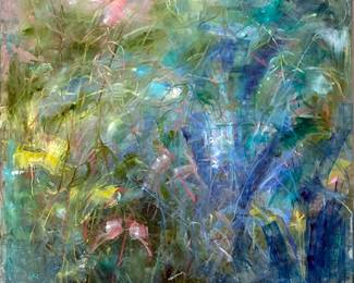 This is an original painting by artist Liza Clement. The dimensions are 48 inches wide by 60 inches high. 