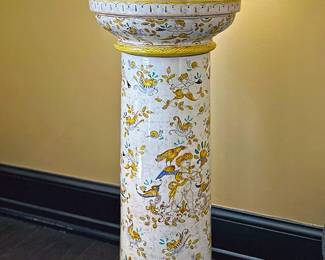 Italian hand painted pedestal and urn 