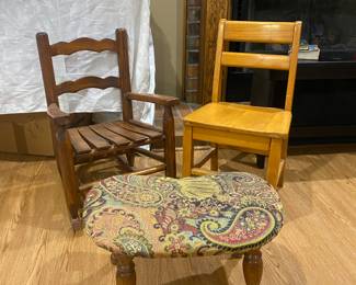 Small rocking chair, child chair and footrest 