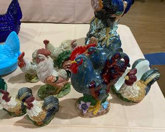 Lots of unique chickens and roosters 