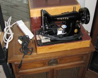 Singer Model 99K and another small table/cabinet