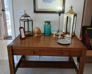 Antique wooden table with a drawer