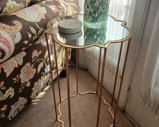 Glass and brass end table 