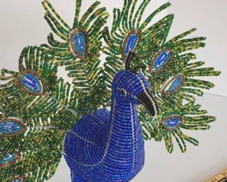 Bead and wire peacock decor