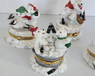 Franklin Mint Coca-Cola polar bears hinged boxes
