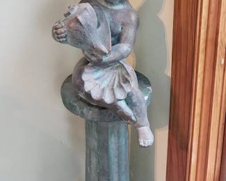 Concrete 2 piece statue, boy with shells