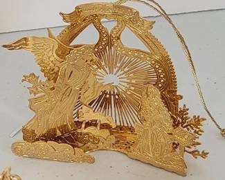 Danbury Mint gold Christmas ornament complete set