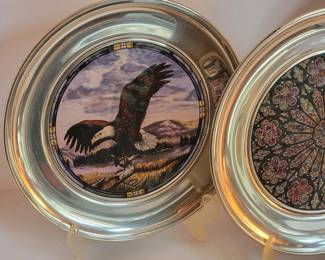 Pewter rimmed collector plates