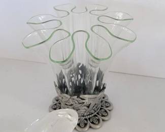 Pewter and glass vase