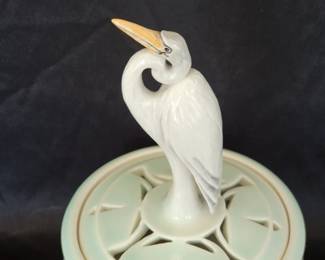 Katherine Maloney ceramic heron covered dish