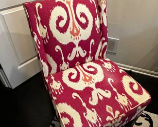 23) $125 - Upholstered side chair. Shows wear on seat. 26" x 30" x 18" x 38".