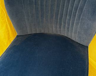 20) $150 - Blue Velvet Side Chair with gold legs. 24" x 26" x 16" x 30".