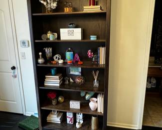 22) $150 - Solid wood bookshelf with six shelves. 41" x 14" x 84".