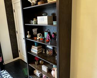 22) $150 - Solid wood bookshelf with six shelves. 41" x 14" x 84".