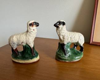 Turtlecreeck Pottery redware sheep figures   4"h 
