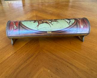 Huntley & Palmers hunt scene biscuit tin   2.5"h x 9.5"w x 2.75" d