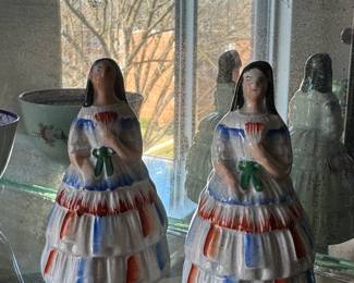 2 antique Staffordshire figures 3.25"h 