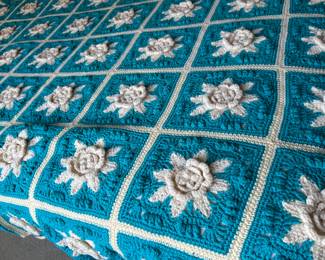 Hand  crocheted  blanket/coverlet                    88" x 64"