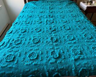 Hand crocheted blanket/coverlet                                90" x 96"