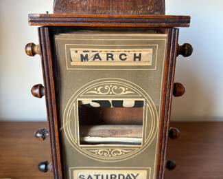 Antique perpetual calendar 9.5"h x 6"w