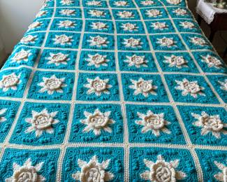 Hand  crocheted  blanket/coverlet                    88" x 64"