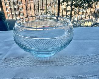 late 18th c. - early 19th c. blue cut glass bowl                                3"h x 5 1/2" 