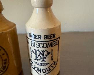 Antique stoneware ginger beer bottles   7"h