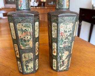 Pr. Huntley & Palmers chinoiserie biscuit tins                                10"h