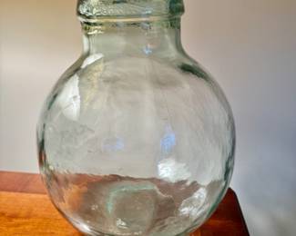 Large blue/green glass vessel 12.5"h x 9"w