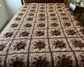 Hand crocheted blanket/coverlet                                84" x 62"