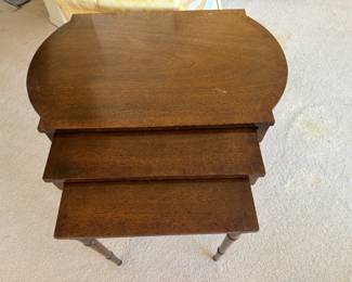 Vintage Baker mahogany faux bamboo nesting tables                                                        23.5"h x 28"w x 18"d