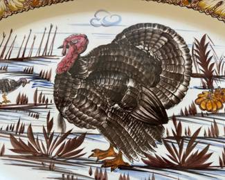 Vintage Mancioli pottery turkey platter                               23.5 inches wide