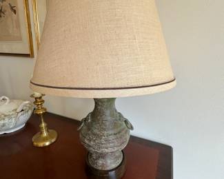 Chinese bronze vase lamp  21"h 