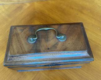 Antique English tea caddy                                                         5.5"h x 9.25" w x 5.5"d