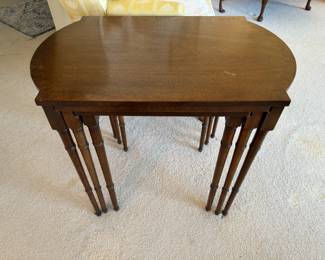 Vintage Baker mahogany faux bamboo nesting tables                                                        23.5"h x 28"w x 18"d