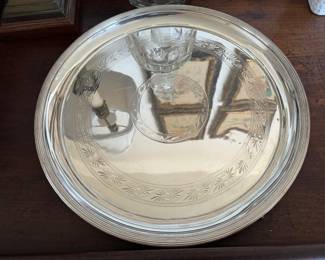 Footed silver-plated salver  12" diameter 1.25"h