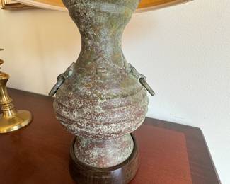 Chinese bronze vase lamp  21"h 