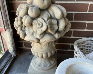 Cast stone topiary 21"h