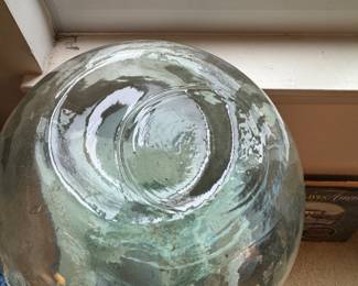 Large blue/green glass vessel 12.5"h x 9"w