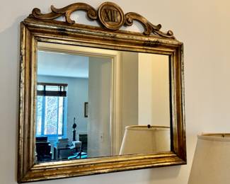 Antique gilt mirror numbered XIII     22"w x 21"h 