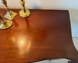 Vintage flip-top mahogany table                                              29"h x 36"w x 18"d 