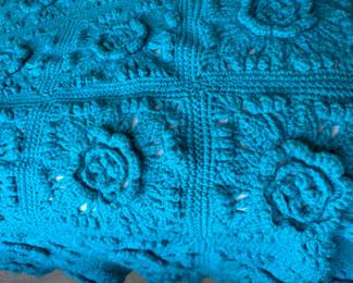 Hand crocheted blanket/coverlet                                90" x 96"