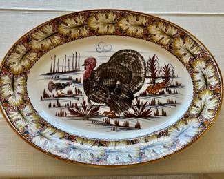 Vintage Mancioli pottery turkey platter                               23.5 inches wide