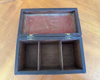 Antique English tea caddy                                                         5.5"h x 9.25" w x 5.5"d