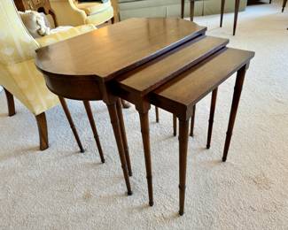 Vintage Baker mahogany faux bamboo nesting tables                                                        23.5"h x 28"w x 18"d