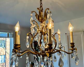 Brass & crystal chandelier
